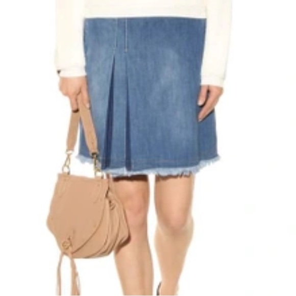See By Chloe Denim A-Line Pleated Boho Western Jean Skirt - Picture 2 of 9